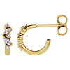 14k Yellow Gold 0.20 ct tw Marquise and Round Diamond Huggie Earrings