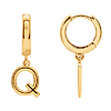 14k Yellow Gold Mini Initial Q Single Hoop Earring