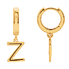 14k Yellow Gold Mini Initial Z Single Hoop Earring