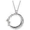 14k White Gold 1/4 ct tw Diamond Crescent Moon and Stars Necklace