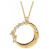 14k Yellow Gold 1/4 ct tw Diamond Crescent Moon and Stars Necklace