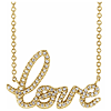 14k Yellow Gold 0.16 ct tw Diamond Love Necklace Lower Case Script Letters