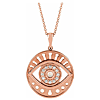 14k Rose Gold Ethiopian Opal & 1/5 ct tw Diamond Evil Eye Necklace