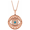 14k Rose Gold Turquoise & 1/5 ct tw Diamond Evil Eye Necklace
