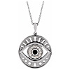 14k White Gold Black Onyx & 1/5 ct tw Diamond Evil Eye Necklace