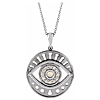 14k White Gold Ethiopian Opal & 1/5 ct tw Diamond Evil Eye Necklace