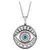 14k White Gold Turquoise & 1/5 ct tw Diamond Evil Eye Necklace