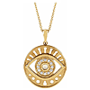 14k Yellow Gold Ethiopian Opal & 1/5 ct tw Diamond Evil Eye Necklace