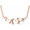 14k Rose Gold Akoya Cultured Pearl and Diamond Cluster Necklace