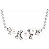 14k White Gold Akoya Cultured Pearl and Diamond Cluster Necklace