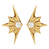 14k Yellow Gold .03 ct tw Diamond Starburst Earrings