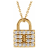 14k Yellow Gold 1/2 ct tw Diamond Lock Necklace
