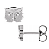 14k White Gold Tiny Owl Face Earrings