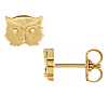 14k Yellow Gold Tiny Owl Face Earrings