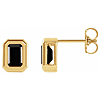 14k Yellow Gold Emerald-cut Onyx Stud Earrings