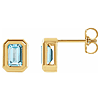 14k Yellow Gold Emerald-cut Sky Blue Topaz Stud Earrings