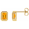 14k Yellow Gold Emerald-cut Citrine Stud Earrings
