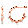 14k Rose Gold Cultured Seed Pearl Hoop Earrings 5/8in