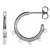 14k White Gold Cultured Seed Pearl Hoop Earrings 5/8in