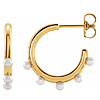 14k Yellow Gold Cultured Seed Pearl Hoop Earrings 5/8in