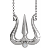 14k White Gold Shiva Trishula Diamond Necklace