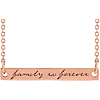 14k Rose Gold Family is Forever Bar Necklace