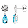 14k White Gold 1.5 ct Aquamarine and Diamond Cluster Earrings