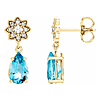 14k Yellow Gold 1.5 ct Aquamarine and Diamond Cluster Earrings