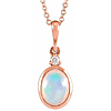 14k Rose Gold Ethiopian Opal and Diamond Necklace