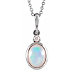 14k White Gold Ethiopian Opal and Diamond Necklace