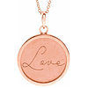 14k Rose Gold Love Disc Necklace