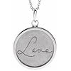 14k White Gold Love Disc Necklace