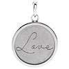 14k White Gold Love Disc Pendant