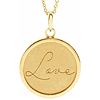 14k Yellow Gold Love Disc Necklace
