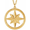 14k Yellow Gold Cut-out Compass Necklace