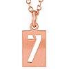 14k Rose Gold Pierced Number 7 Dog Tag Necklace