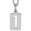14k White Gold Pierced Number 1 Dog Tag Necklace