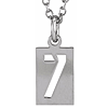 14k White Gold Pierced Number 7 Dog Tag Necklace