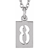 14k White Gold Pierced Number 8 Dog Tag Necklace