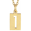 14k Yellow Gold Pierced Number 1 Dog Tag Necklace