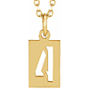 14k Yellow Gold Pierced Number 4 Dog Tag Necklace