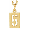 14k Yellow Gold Pierced Number 5 Dog Tag Necklace