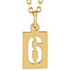 14k Yellow Gold Pierced Number 6 Dog Tag Necklace