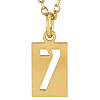 14k Yellow Gold Pierced Number 7 Dog Tag Necklace