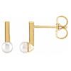 14k Yellow Gold Freshwater Cultured Seed Pearl Bar Earrings