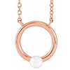14k Rose Gold 3mm Cultured Seed Pearl Circle Necklace 18in