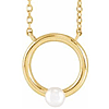 14k Yellow Gold 3mm Cultured Seed Pearl Circle Necklace 18in