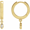 14k Yellow Gold 1/8 ct tw Diamond Marquise Hoop Dangle Earrings