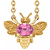 14k Yellow Gold Pink Sapphire Bee Necklace 18in