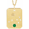 14k Yelllow Gold Aries Constellation Necklace With Emerald and Diamonds